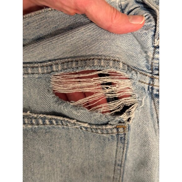 Agolde Arc Criss Cross Distressed Holes Jeans Denim Size 28 Wide Loose Baggy - Picture 11 of 14